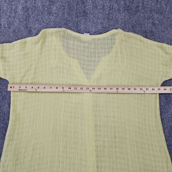 Soft Surroundings Top Womens Petite Medium Yellow Linen Blend Woven Buton Front - Picture 4 of 12